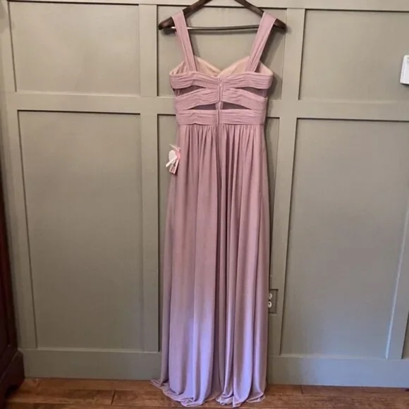 Birdy Grey Elsye Bridesmaid Dress in Mauve Mesh Cutouts Maxi Gown Size Small NWT - Picture 16 of 16